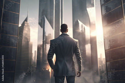 Businessman looking at the city