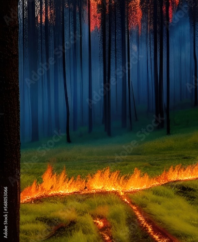 forest fire during the night  with Generative AI