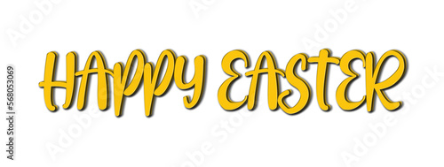 Easter Calligraphy yellow lettering Word png. Easter concept. Easter 2023 png.