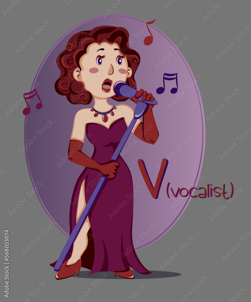 Εκτύπωση καμβά vocalist
Illustration of occupations in alphabetical order for children's books or professions day