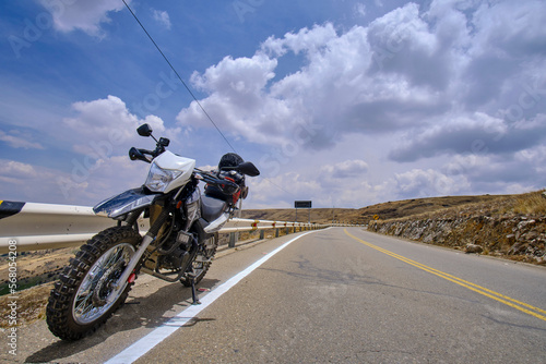 Wallpaper Mural Detail of a motorcycle parked on the road during a trip to the interior of the country. Torontodigital.ca