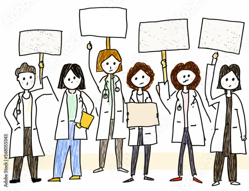 Demonstrators with blank signs, gathering to defend a cause or a political reform. Vector illustration perfect for communicating emotions and ideas.