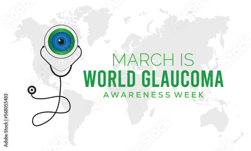 World Glaucoma Week is observed every year in March, it is a group of eye conditions that damage the optic nerve, the health of which is vital for good vision. Vector illustration