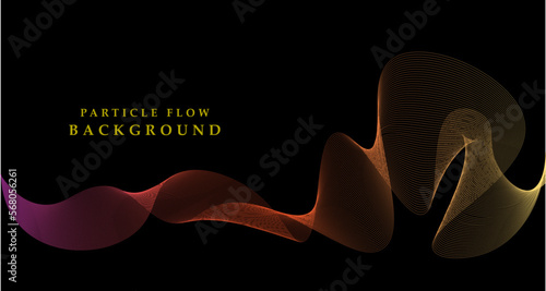 Color abstract background, vector wave of flowing particles, curvy lines of dots in motion, technology and science theme, airy and ease futuristic illustration. photo