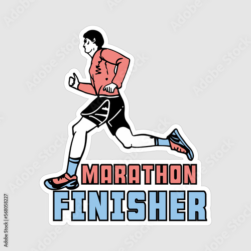 Marathoner Stickers vector art print ready template