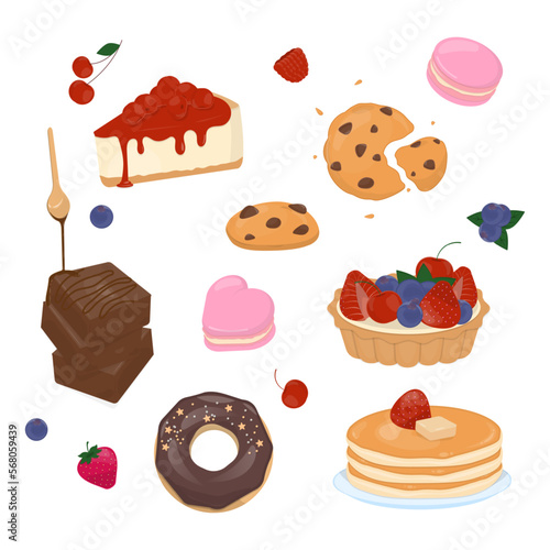 Dessert collection with hand draw style