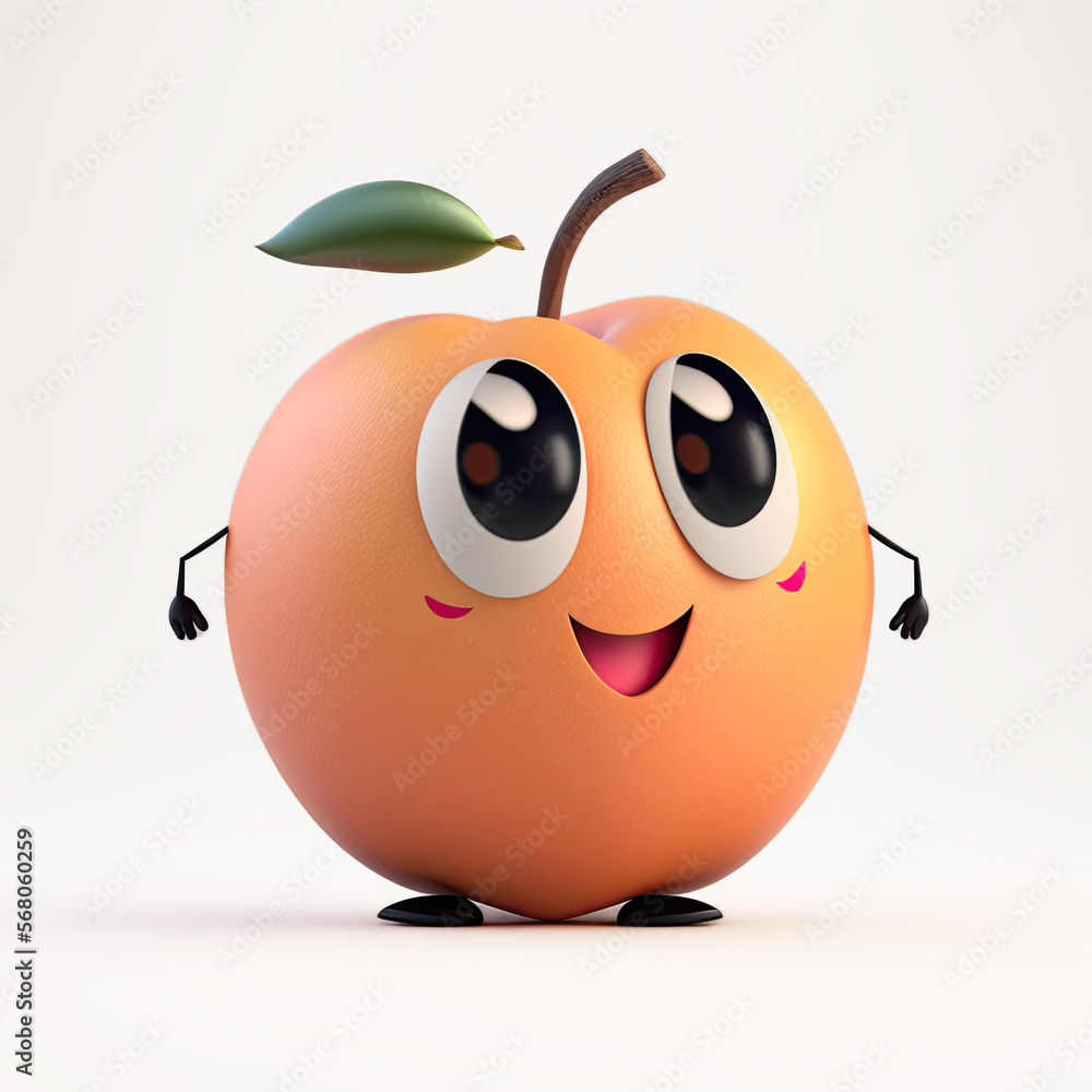Cute Cartoon Peach Character (Generative AI) Cute Cartoon Peach Character (Generative AI)