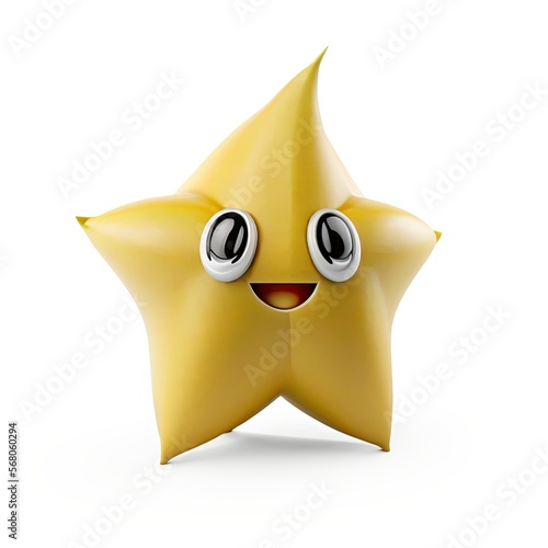 Cute Cartoon Starfruit Character (Generative AI) photo