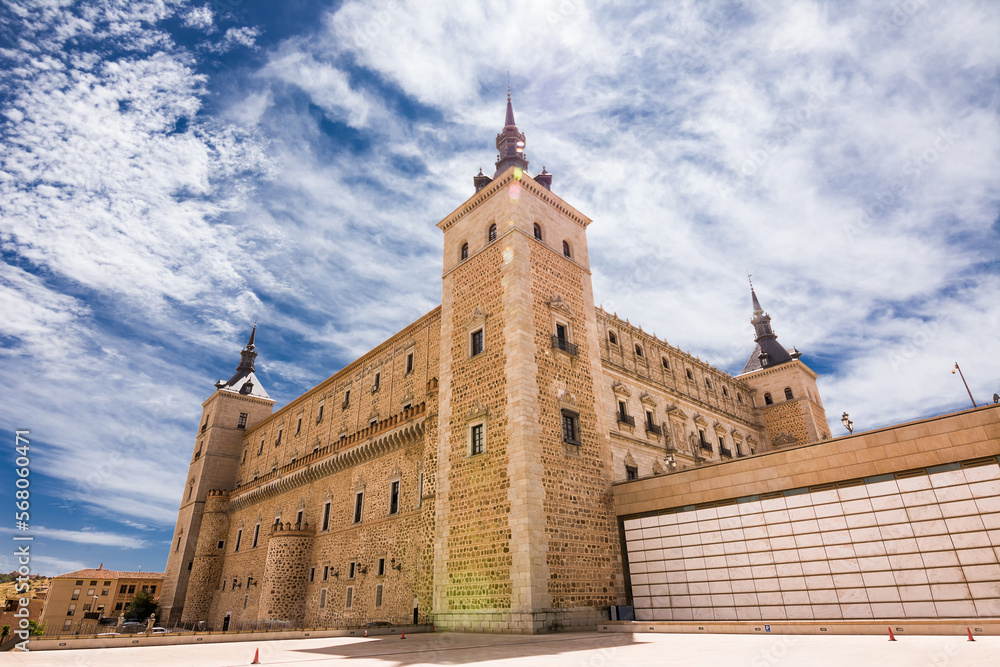Walls and towers of the Alcazar of Toledo, Spain