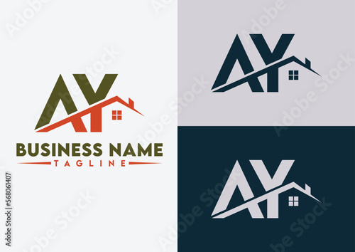 Letter AY logo design vector template, AY letter real estate logo