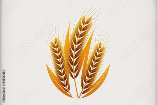 artwork of a wheat symbol isolated on a white background. flat style. Generative AI