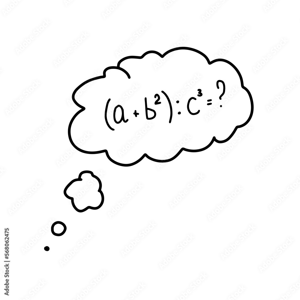 A difficult problem with a formula. Solution for the problem. How to find the answer. Vector isolated image. A difficult problem with a formula. Solution for the problem. How to find the answer. Vector isolated image.