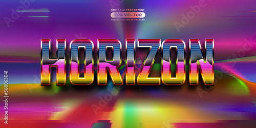 Retro text effect horizon futuristic editable 80s classic style with experimental background, ideal for poster, flyer, social media post with give them the rad 1980s touch