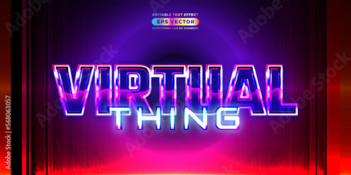 Retro text effect virtual thing futuristic editable 80s classic style with experimental background, ideal for poster, flyer, social media post with give them the rad 1980s touch