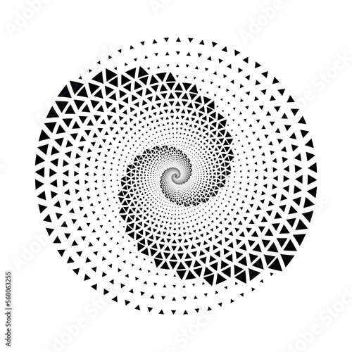 Abstract dotted vector background. Halftone effect with triangles. Spiral dotted background or icon. Yin and yang style.