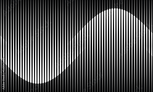 Abstract art geometric background with vertical lines. Optical illusion with waves and transition.