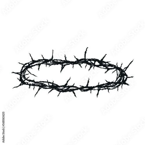 Crown of thorns hand drawn illustration on white background. . Vector illustration