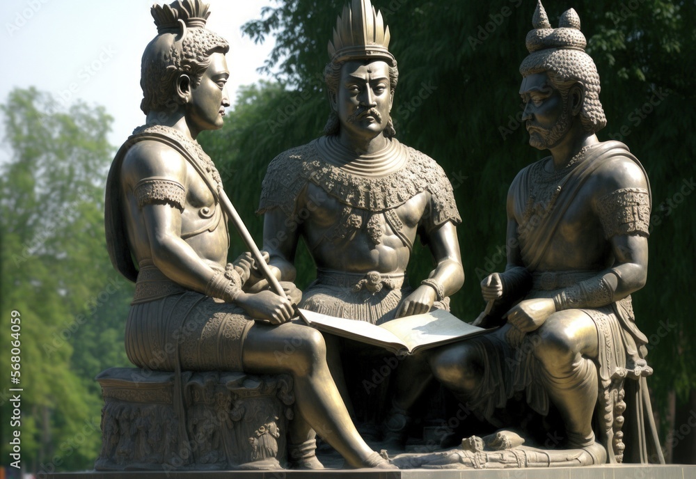 Obraz premium Thailand's Three Kings Monument is in Chiang Mai. Generative AI
