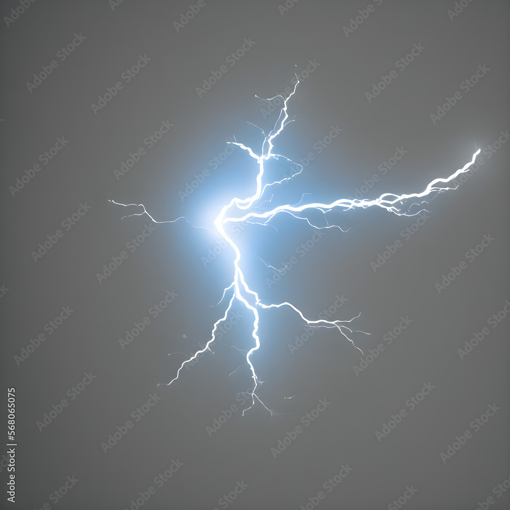 Lightning shape logo style on grey background, isolated. Generative AI