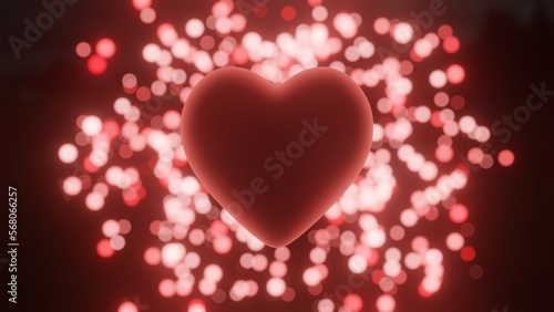 Red Heart Background, Bokeh, Glowing, 3D Render Abstract Background Texture