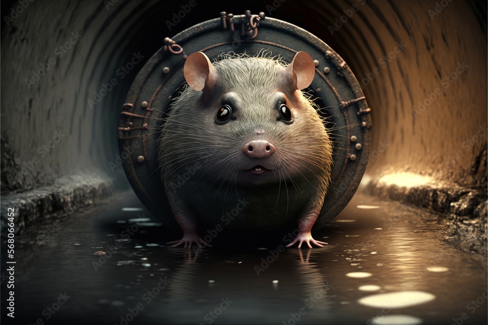 Fat rat mouse stuck in the sewer entrance Stock Illustration Adobe Stock