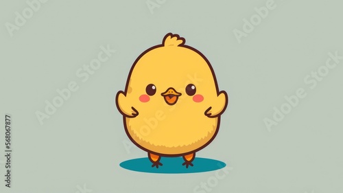 Kawaii chibi chicken picture. Cartoon happy drawn baby birds