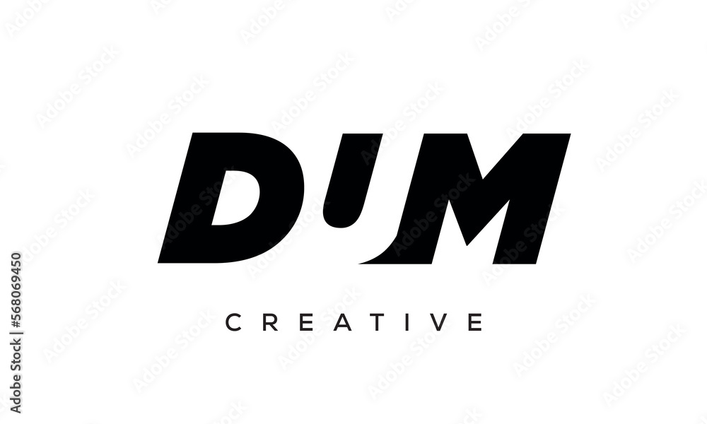 DUM letters negative space logo design. creative typography monogram vector DUM letters negative space logo design. creative typography monogram vector
