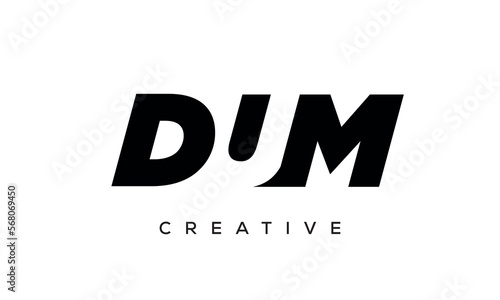 DUM letters negative space logo design. creative typography monogram vector
