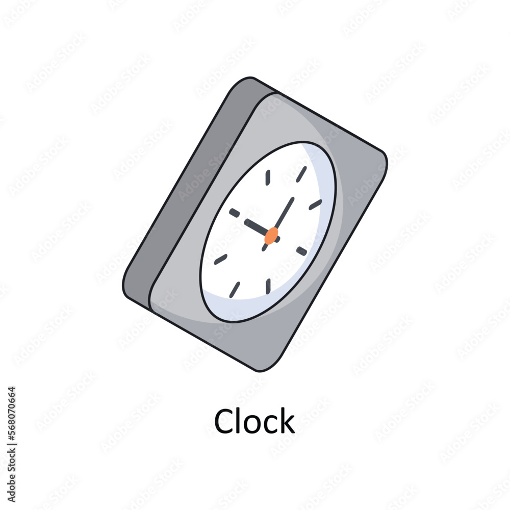 Clock Vector Isometric Filled Outline icon for your digital or print projects. Clock Vector Isometric Filled Outline icon for your digital or print projects.