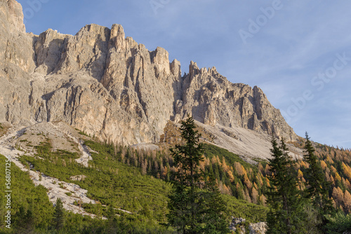 Rocky mountains against sky, Dolomites, Pordoi Pass, Italy
