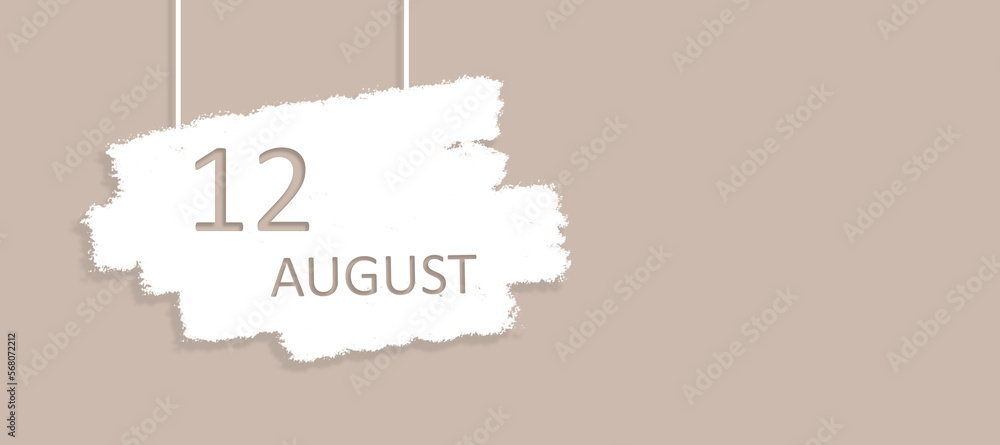 August 12nd. Day 12 of month, Calendar date. Poster, badge design, opening  coming soon banners with calendar date. Summer month, day of the year  concept. Stock Illustration