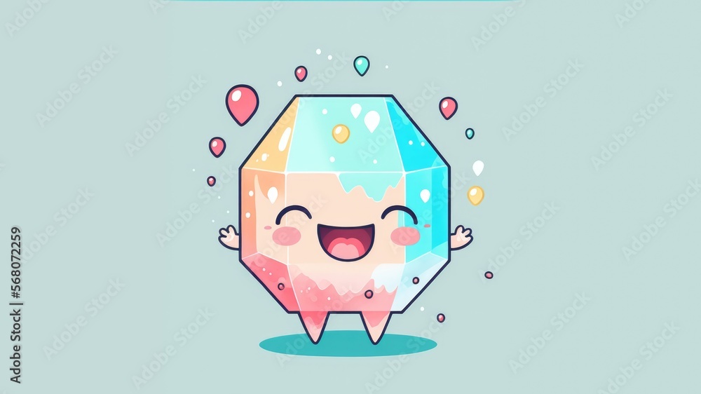 Cute crystal chibi picture. Cartoon funny drawn characters Stock