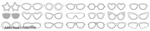 Sunglass isolated outline set icon. Vector illustration summer glasses on white background. Vector outline set icon sunglass .