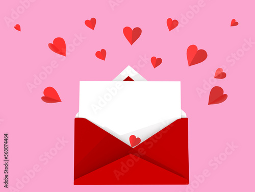 hearts mail space for your text love letter background isolated - 3d rendering