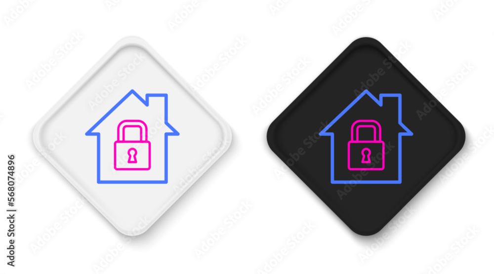 Line House under protection icon isolated on white background. Home and lock. Protection, safety, security, protect, defense concept. Colorful outline concept. Vector Line House under protection icon isolated on white background. Home and lock. Protection, safety, security, protect, defense concept. Colorful outline concept. Vector