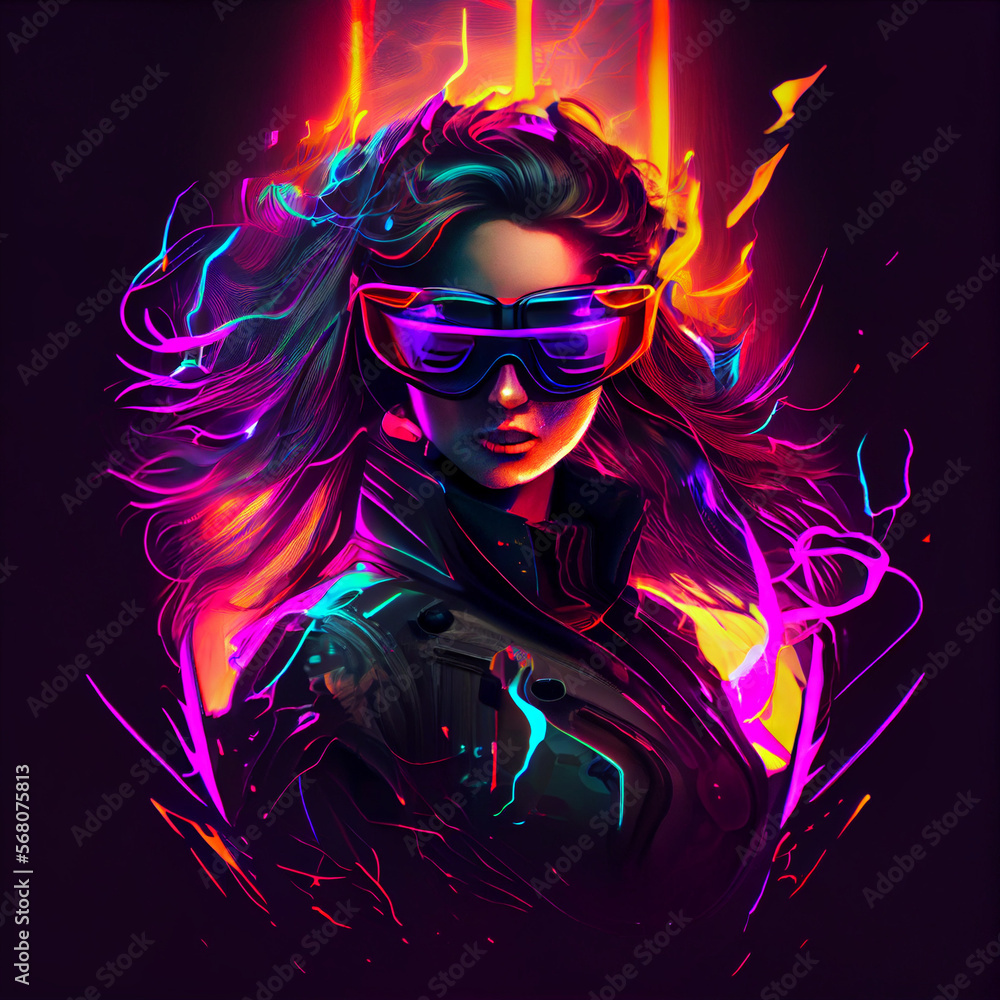 Hera Statue Cyberpunk Style. Generative Ai. Hera Statue Cyberpunk Style. Generative Ai.