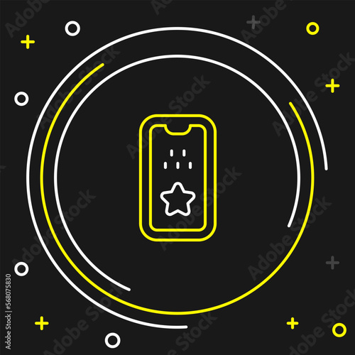 Line Taxi mobile app icon isolated on black background. Mobile application taxi. Colorful outline concept. Vector