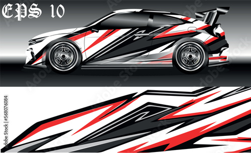 Car wrap design. Livery design for racing car. sedan, hatchback. vector format. © Arjuna