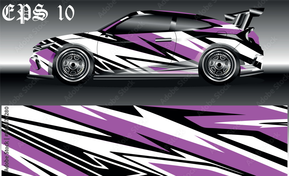 Car wrap design. Livery design for racing car. sedan, hatchback. vector format.