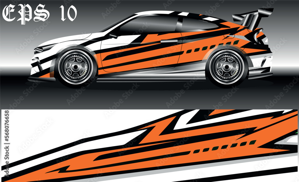 Car wrap design. Livery design for racing car. sedan, hatchback. vector format. Car wrap design. Livery design for racing car. sedan, hatchback. vector format.