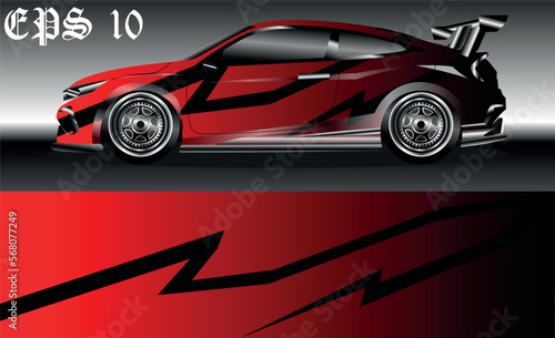 Car wrap design. Livery design for racing car. sedan, hatchback. vector format.
