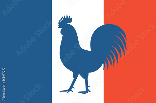 French rooster logo. Isolated rooster on white background