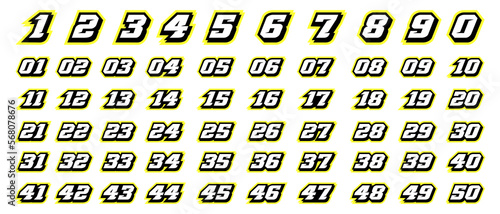Racing Number, Set of Start Racing number, sport race number photo