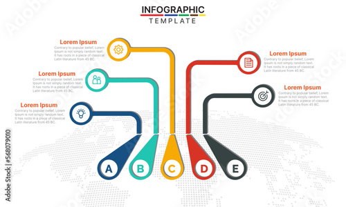 Five option circle infographic design template. Vector illustration.