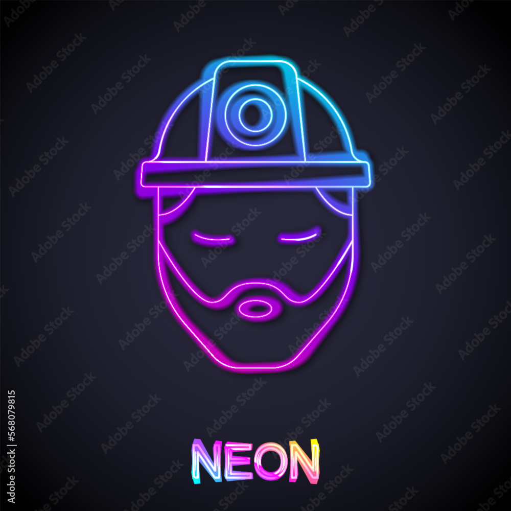 Glowing neon line Builder icon isolated on black background. Construction worker. Vector Glowing neon line Builder icon isolated on black background. Construction worker. Vector