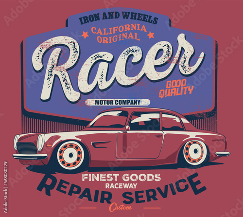 vector hot rod custom car illustration for t shirts print