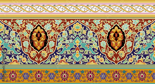 Tradional Mughal persian border motifs and islamic motif for textile fabric digital print and other background printgs photo