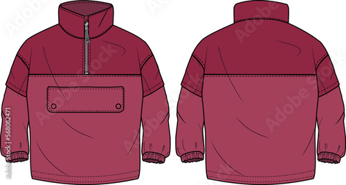 KIDS AND TEENS UNISEX WEAR MODULAR JACKET FRONT AND BACK VECTOR