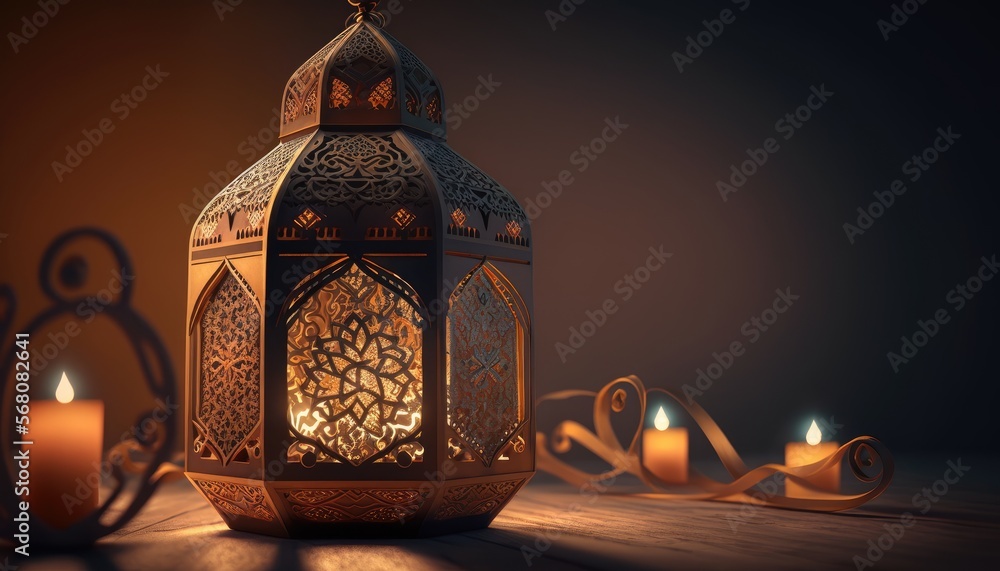 ramadan background 3d rendering. Generative Ai