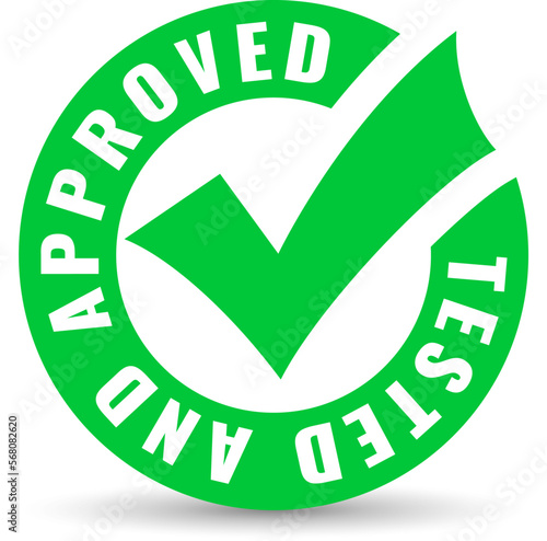 Tested and approved vector tick icon, quality control mark